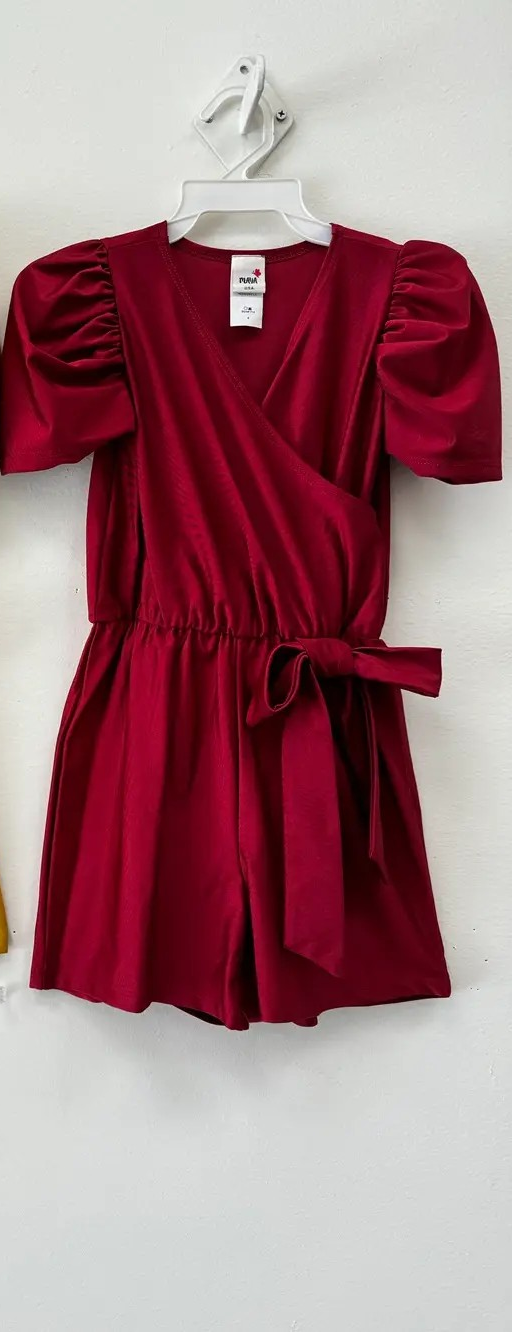 Girls Burgandy Romper
