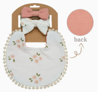 Floral Waterproof Bib and Bows Set image 0