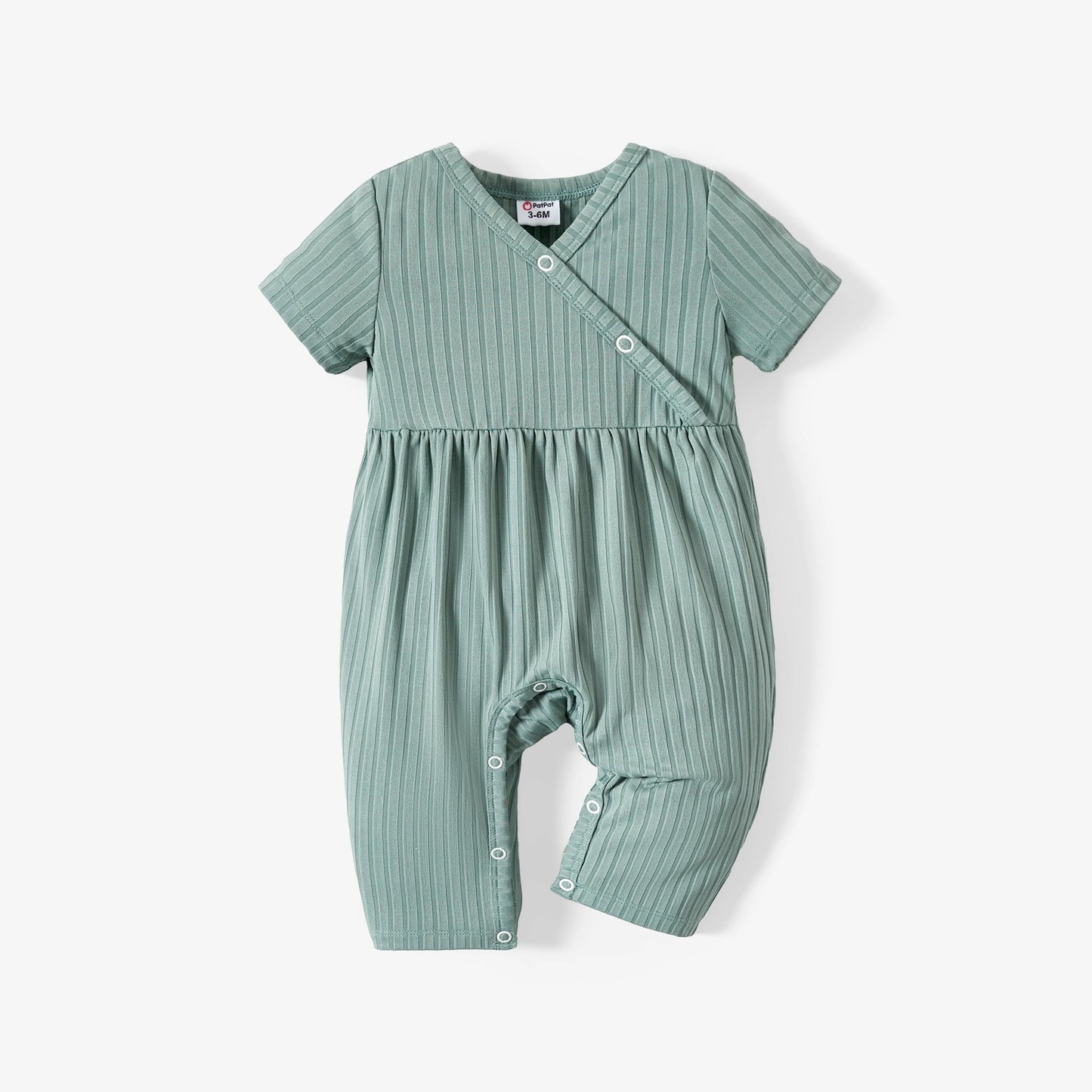 Solid Ribbed V Neck Jumpsuit image 0