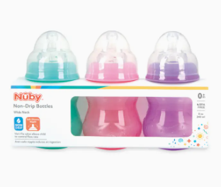 3 pack; Nuby Wide Neck Bottle image 0