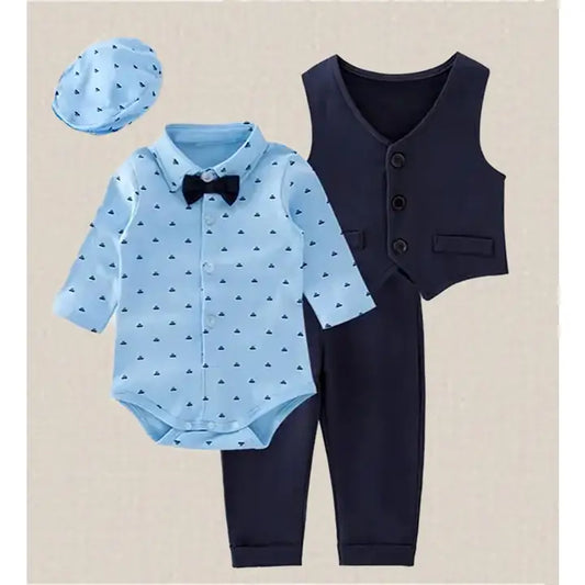 Baby Blue Tuxedo 4pcs Formal Wear Outfit image 0