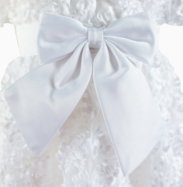 Infant Christening Baptism Bow Dress with Bonnet image 1