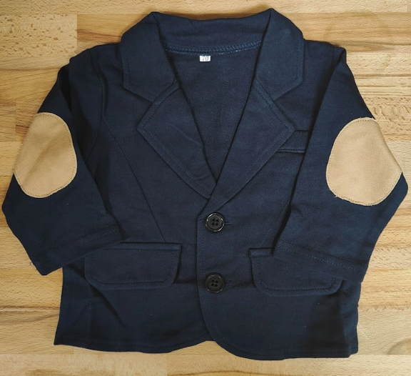 Navy Elbow Patch Jacket & Tie Romper Set image 1