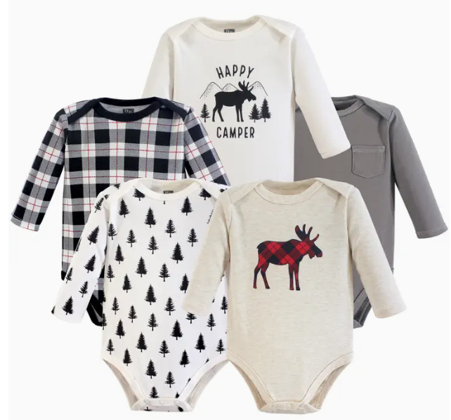 5-pack Moose Long-Sleeved Bodysuits image 0