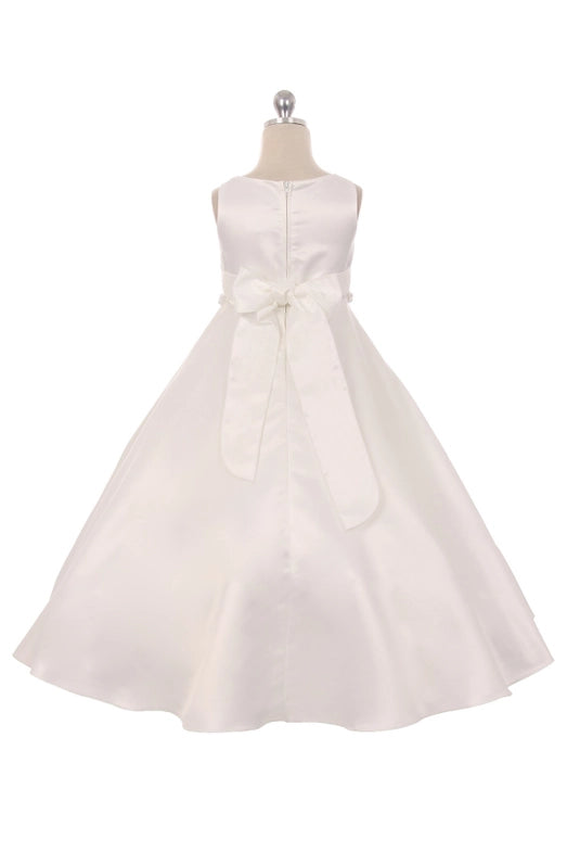 Satin Pearl Trim Communion Dress with Plus Sizes image 1