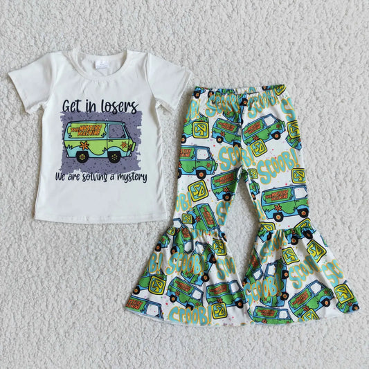 "Get in Losers We Are Solving A Mystery" Shirt Pants Children Girls Clothing Set